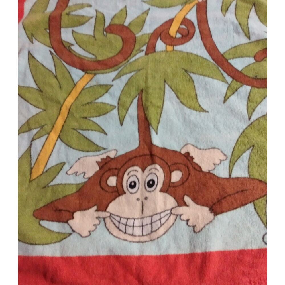 Vintage Terrimondo Beach Towel With Laughing Monkeys Hanging From Tree GAMBON